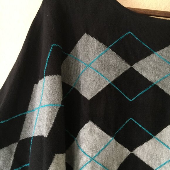 Navy Blue Argyle Sweater 18 Grey Preppy Lane Bryant - Picture 2 of 3